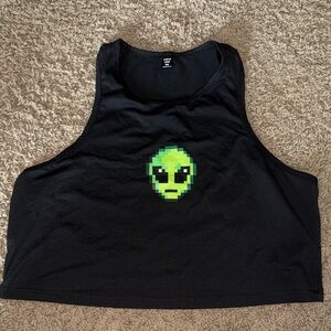 SHEIN Curve Black Alien Crop Top